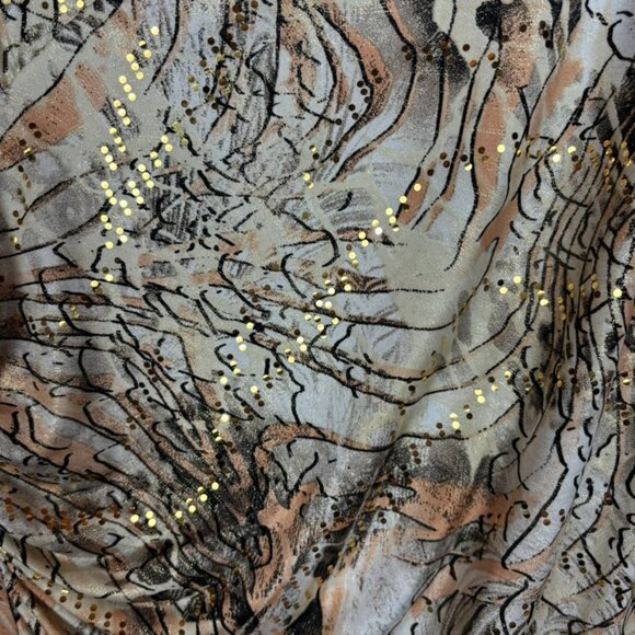 MSK Y2K Abstract Print Stretch Top Ruched 3/4 Sleeve Neutral Grunge Festival - Picture 8 of 11